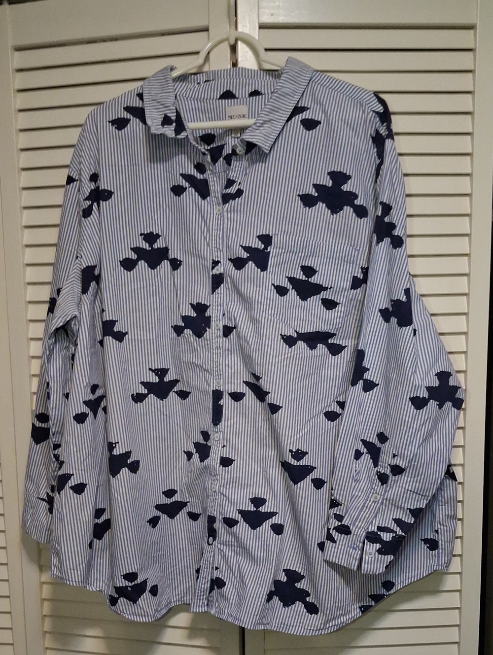 NIC + ZOE Stamped Striped Button Down Shirt. Soze 3X